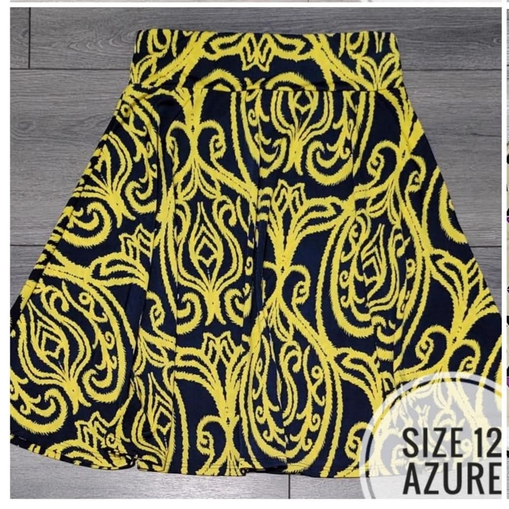 LuLaRoe Yellow and Navy Skirt